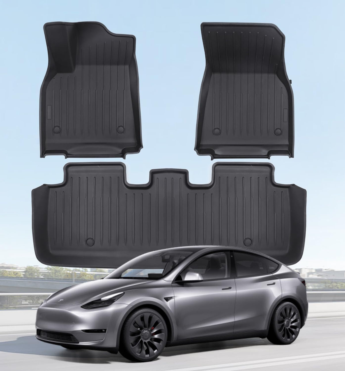 Floor Mats Fits for Tesla Model 3 2023-2018 - All Weather TPE Custom Fit Car Mats Floor Liners, Custom Fit, 3-Piece mysite