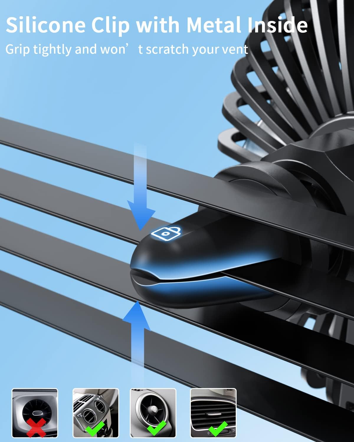 TriPole Car Fan USB Powered - Powerful 3 Speed, Portable Cooling Clip Fan for Car Vent, Quiet Brushless Motor, 360 Degree Rotatable, Air Circulation for Vehicle, Van, Truck, SUV, RV mysite