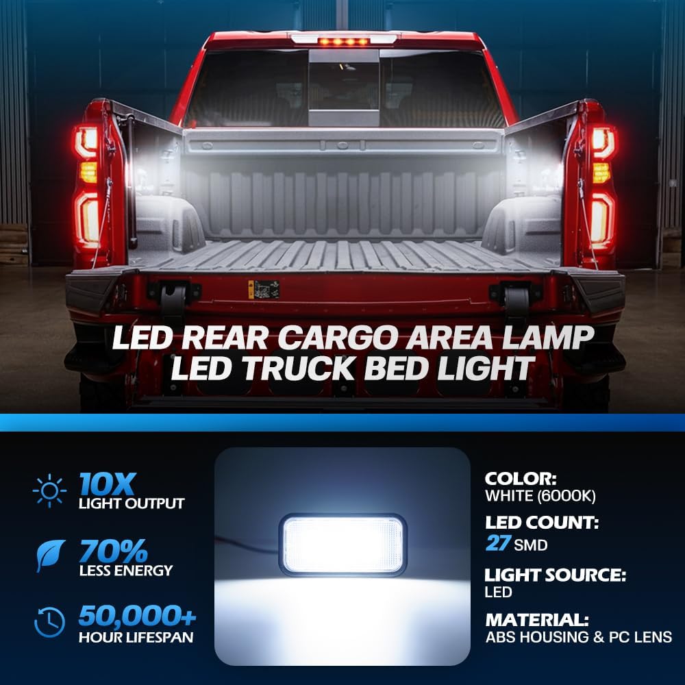 2Pcs LED Truck Bed Light Rear Cargo Area Lamp for 2019-2026 Chevy Silverado GMC Sierra 1500 2500HD 3500HD White Stock Bed Lighting for 2024+ Sierra EV Cadilla.c Escalade IQ OEM Replacement 84396982 mysite