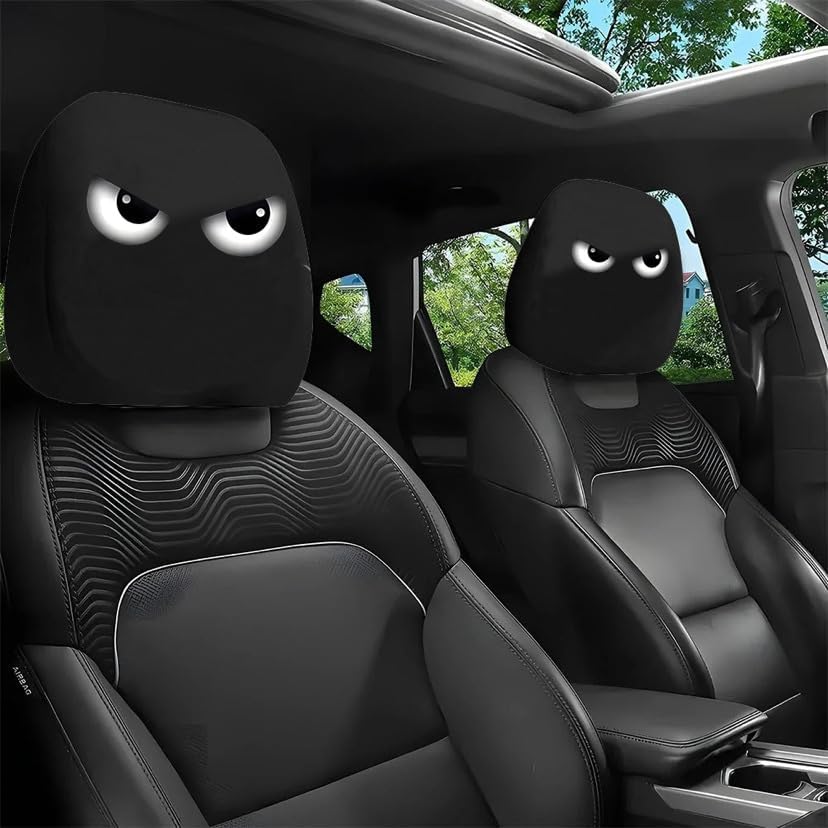 Funny Cartoon car headrest Cover, 2 Pieces Set of Cute Funny Eyes, Suitable for Halloween, Christmas car Universal Elastic Models Funny Decoration mysite