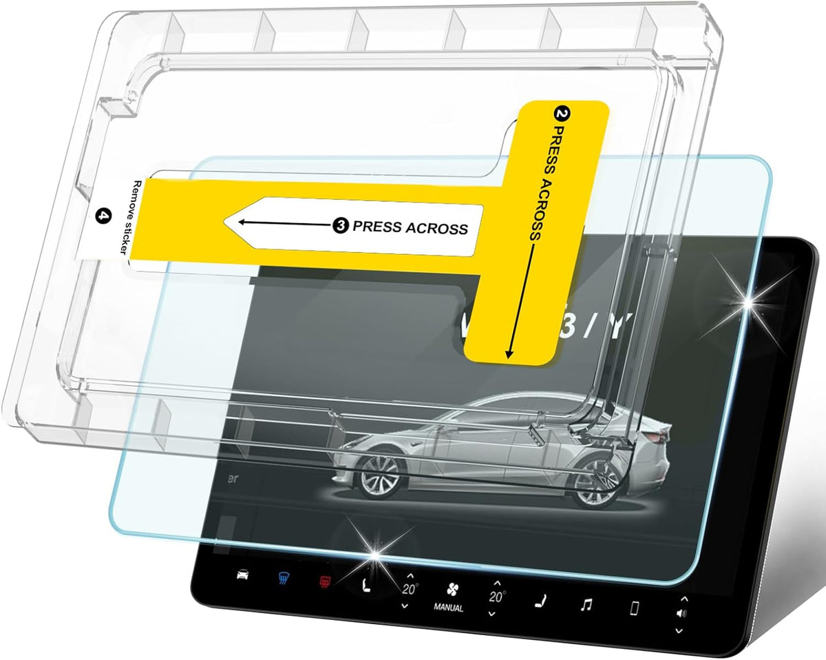 Tesla Model Y (2020–2025)/Model 3 (2017–2023) 9H HD 15'' Screen Protector with Alignment Kit, Ultra-Clear 9H Tempered Glass, HD & 9H & Anti-Fingerprint, Bubble-Free mysite