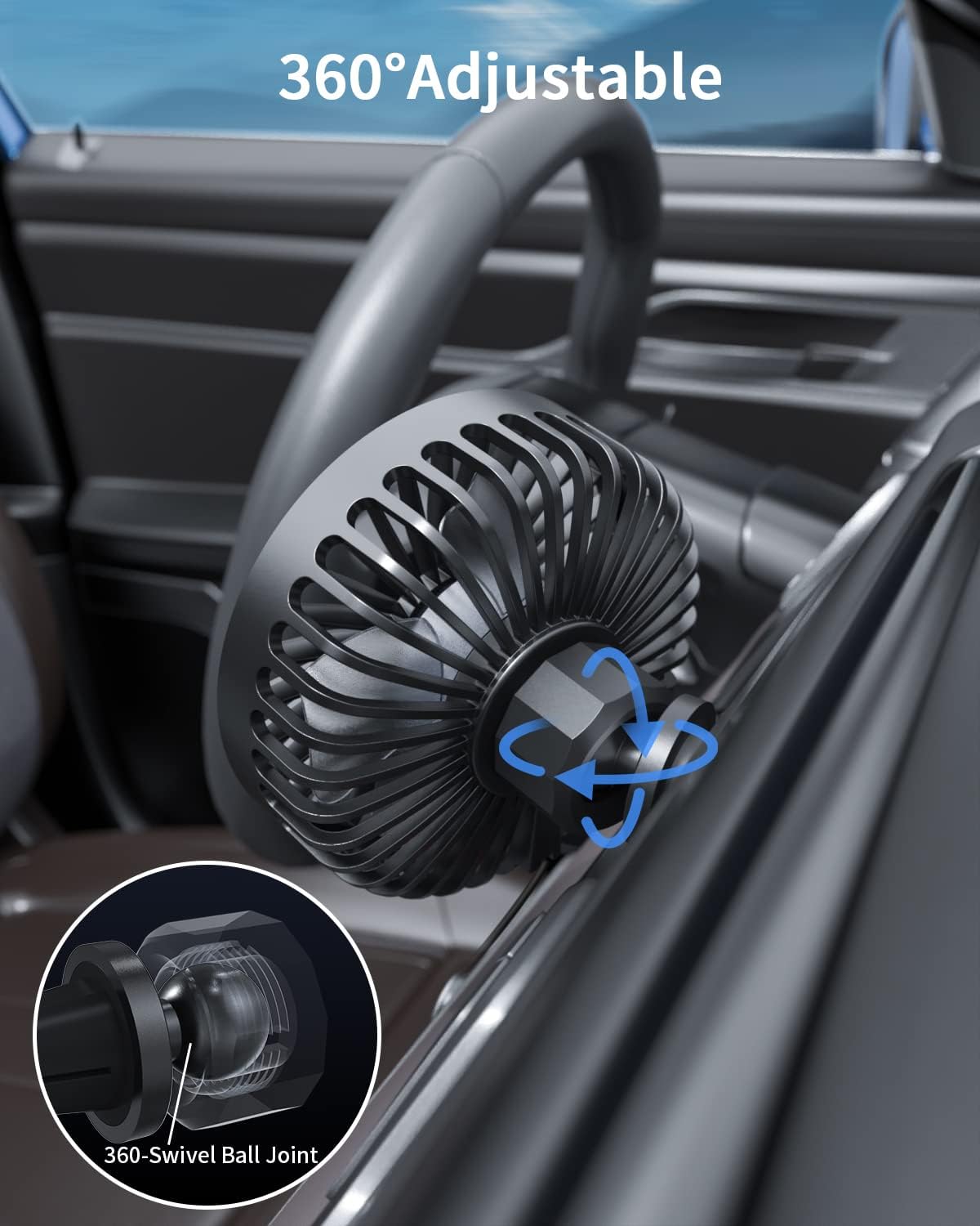 TriPole Car Fan USB Powered - Powerful 3 Speed, Portable Cooling Clip Fan for Car Vent, Quiet Brushless Motor, 360 Degree Rotatable, Air Circulation for Vehicle, Van, Truck, SUV, RV mysite