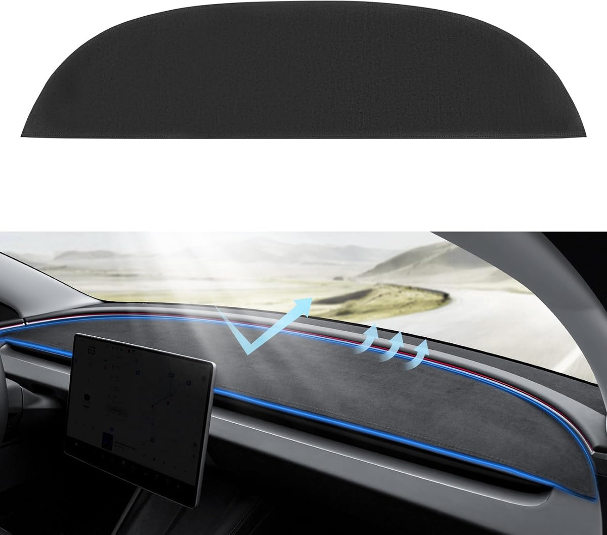 for Tesla Model 3 Y Dashboard Cover, Anti-Glare Suede Dashboard Pad mysite