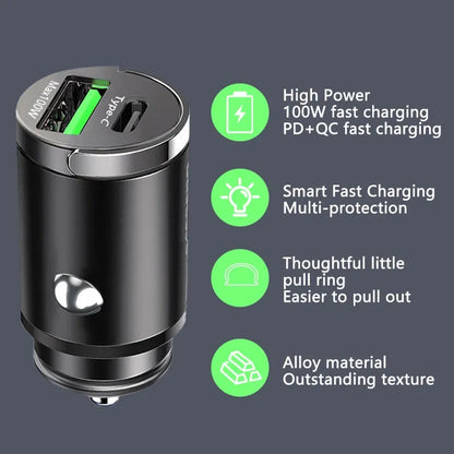 Fast Charging Car Charger Lighter - 30/100W - Mini PD USB Type C - AutoPower