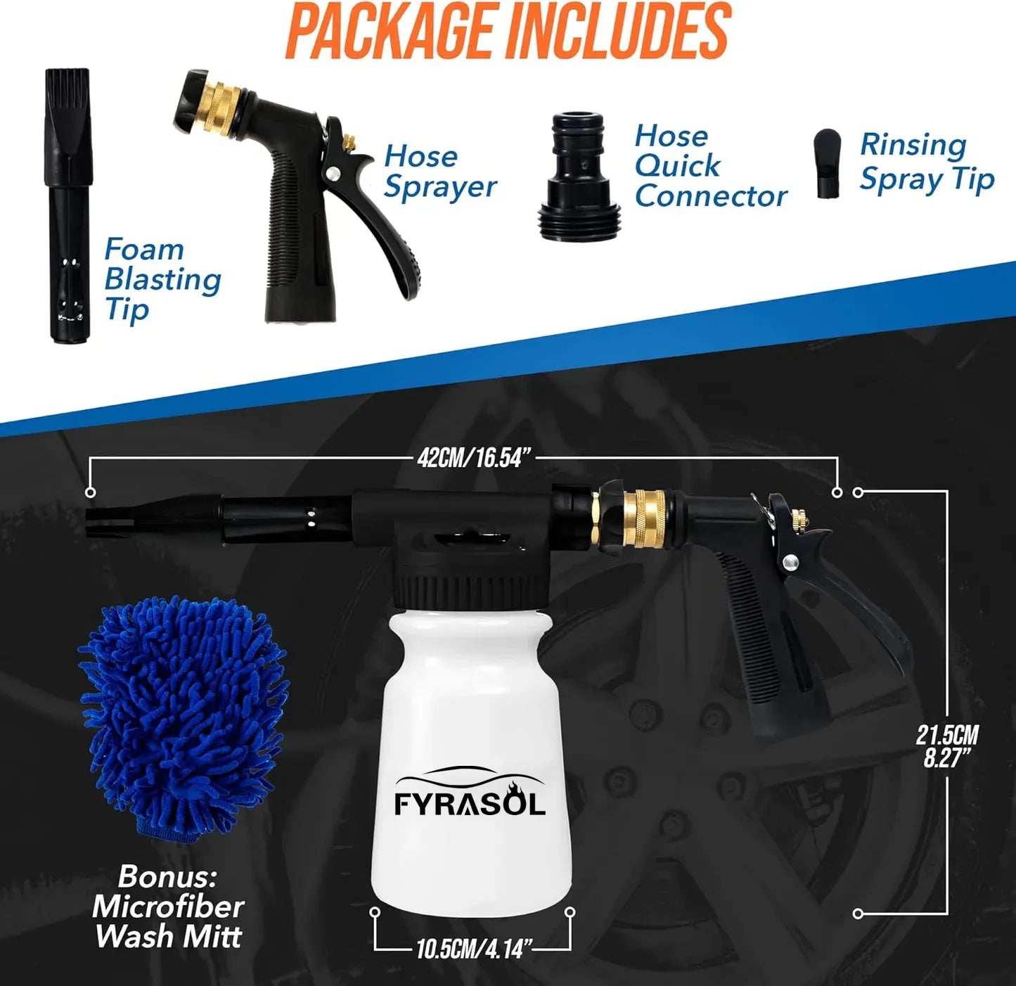 Snow Foam Car Wash Kit – Foam Gun + Microfiber Mitt for Garden Hose Use