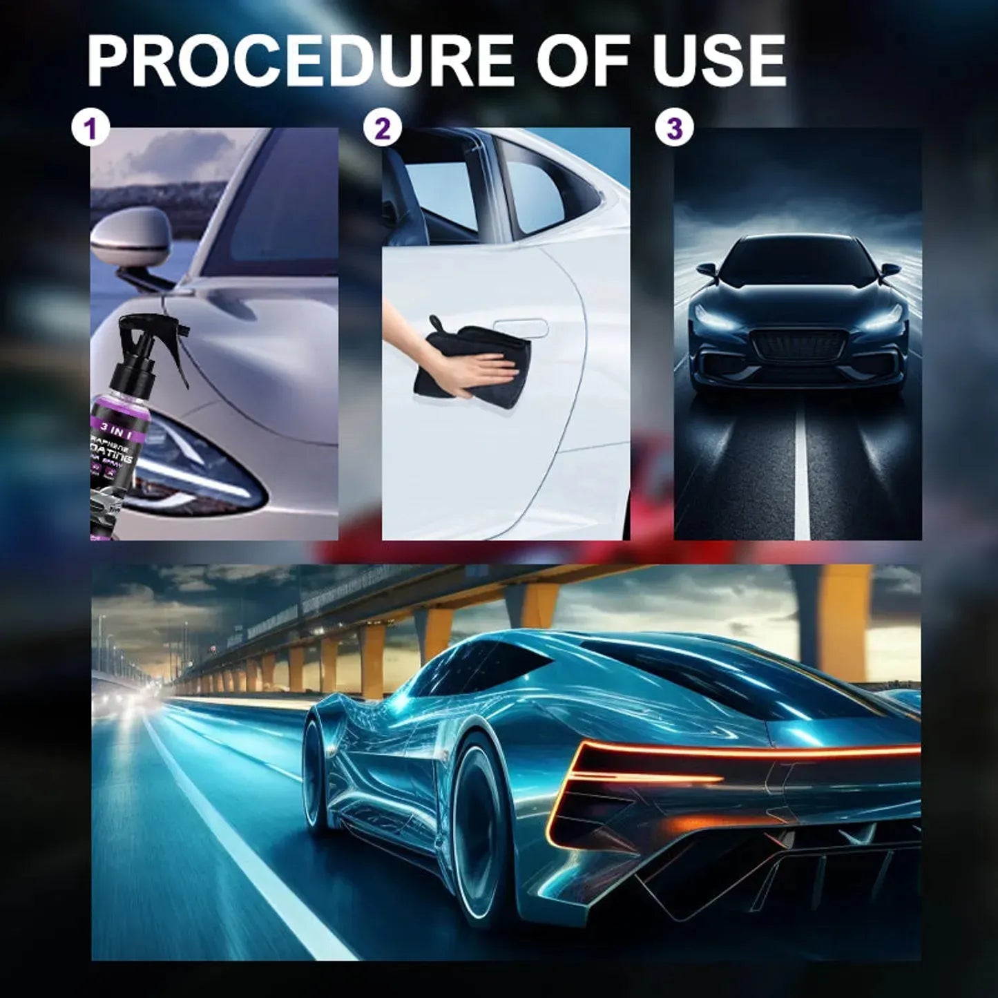 3-in-1 Car Coating Spray – Clean, Shine & Protect in Seconds