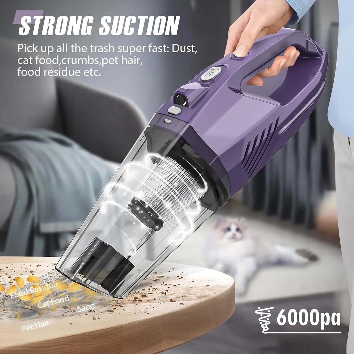 Cordless Handheld Car Vacuum – Powerful Suction, Lightweight & Rechargeable
