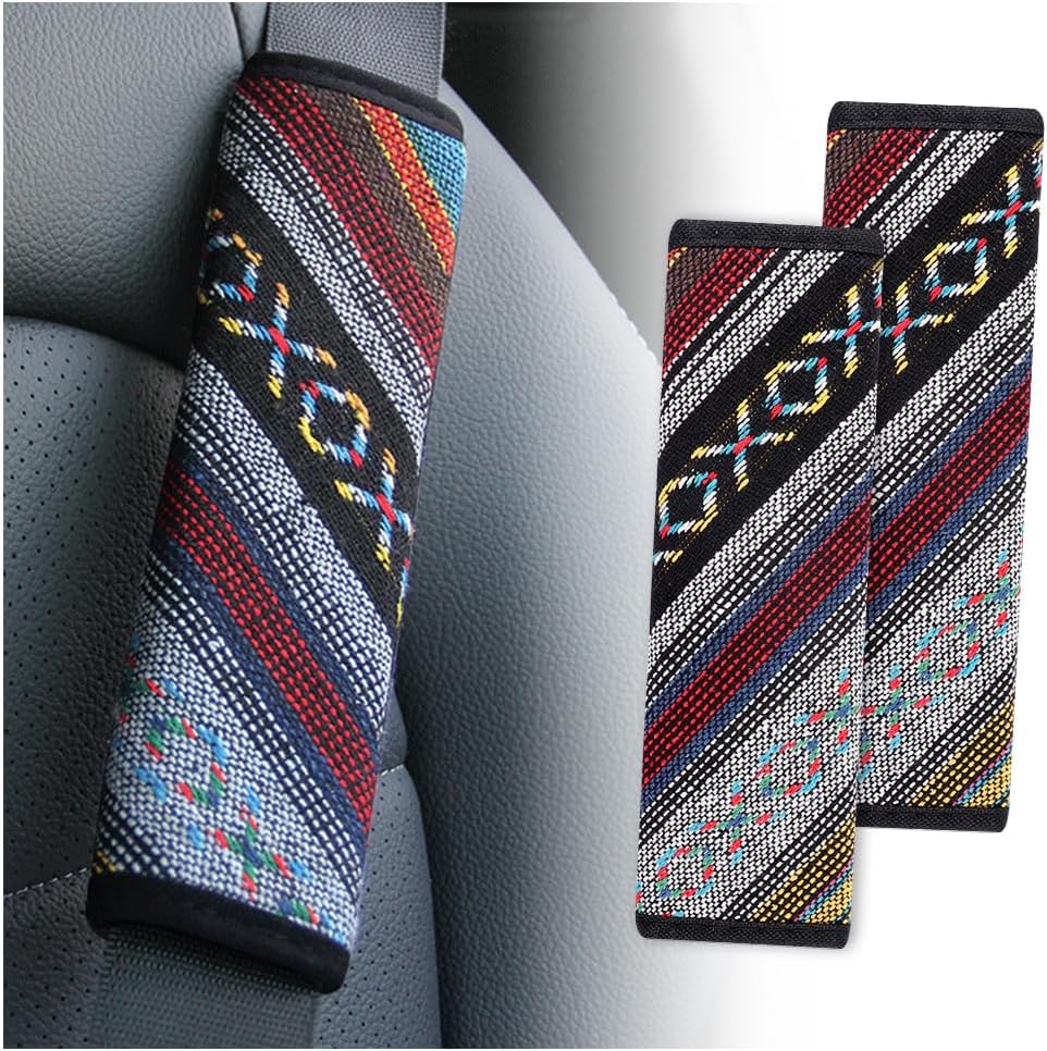 IHOTDER 2PCS Seat Belt Cover Pad,Boho Seatbelt Cushion for Car Decorations & Shoulder Protection,All Season Universal Car Accessories Interior Seatbelt Covers for Kids Adults (Seatbelt Cover-B) mysite