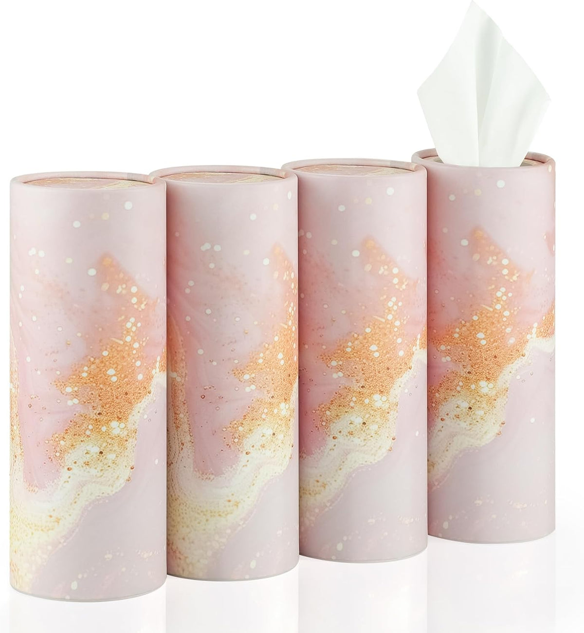 Car Tissue Holder, 4 Pack Car Cup Holder Facial Tissues with Travel Tissue Bag, Quick and Convenient Flower Combination Car Tissue Box(4 Canisters/200 Tissues) Black - Red mysite