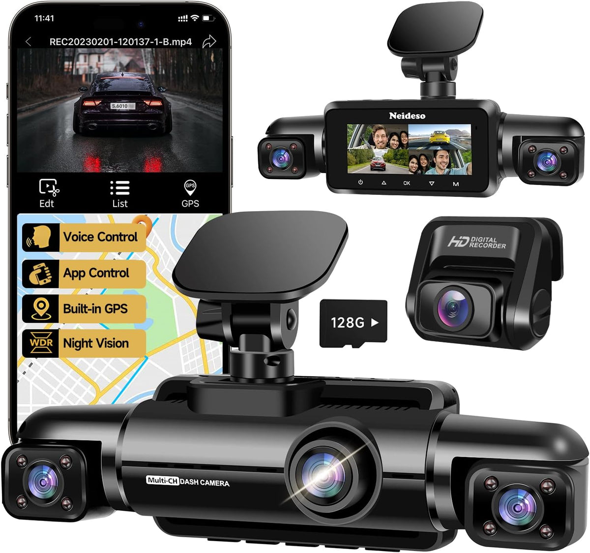 360° Dash Cam Front and Rear Inside, 4 Channel Dash Camera for Car mysite
