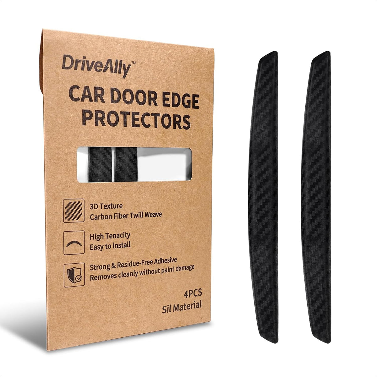 6 Inch 4Pcs 3D Carbon Fiber Texture Car Door Edge Protector Trim Strip Anti-Scratch and Anti-Collision Side Door Protectors Vehicle Exterior Accessories Sticker Black mysite