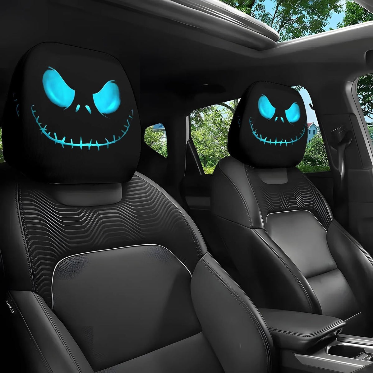 Funny Cartoon car headrest Cover, 2 Pieces Set of Cute Funny Eyes, Suitable for Halloween, Christmas car Universal Elastic Models Funny Decoration mysite