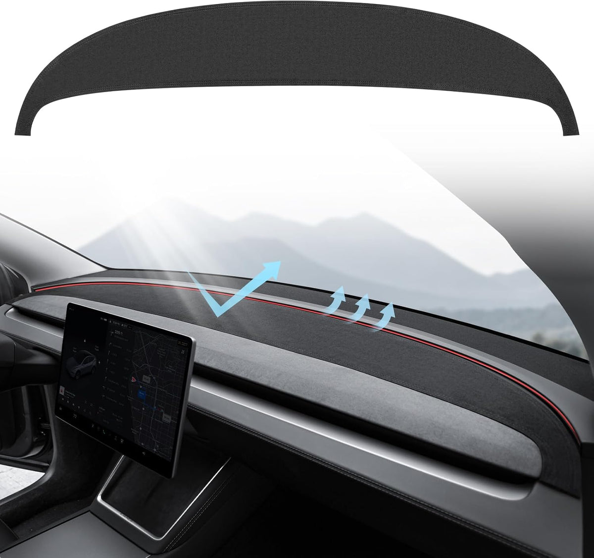 for Tesla Model 3 Y Dashboard Cover, Anti-Glare Suede Dashboard Pad mysite