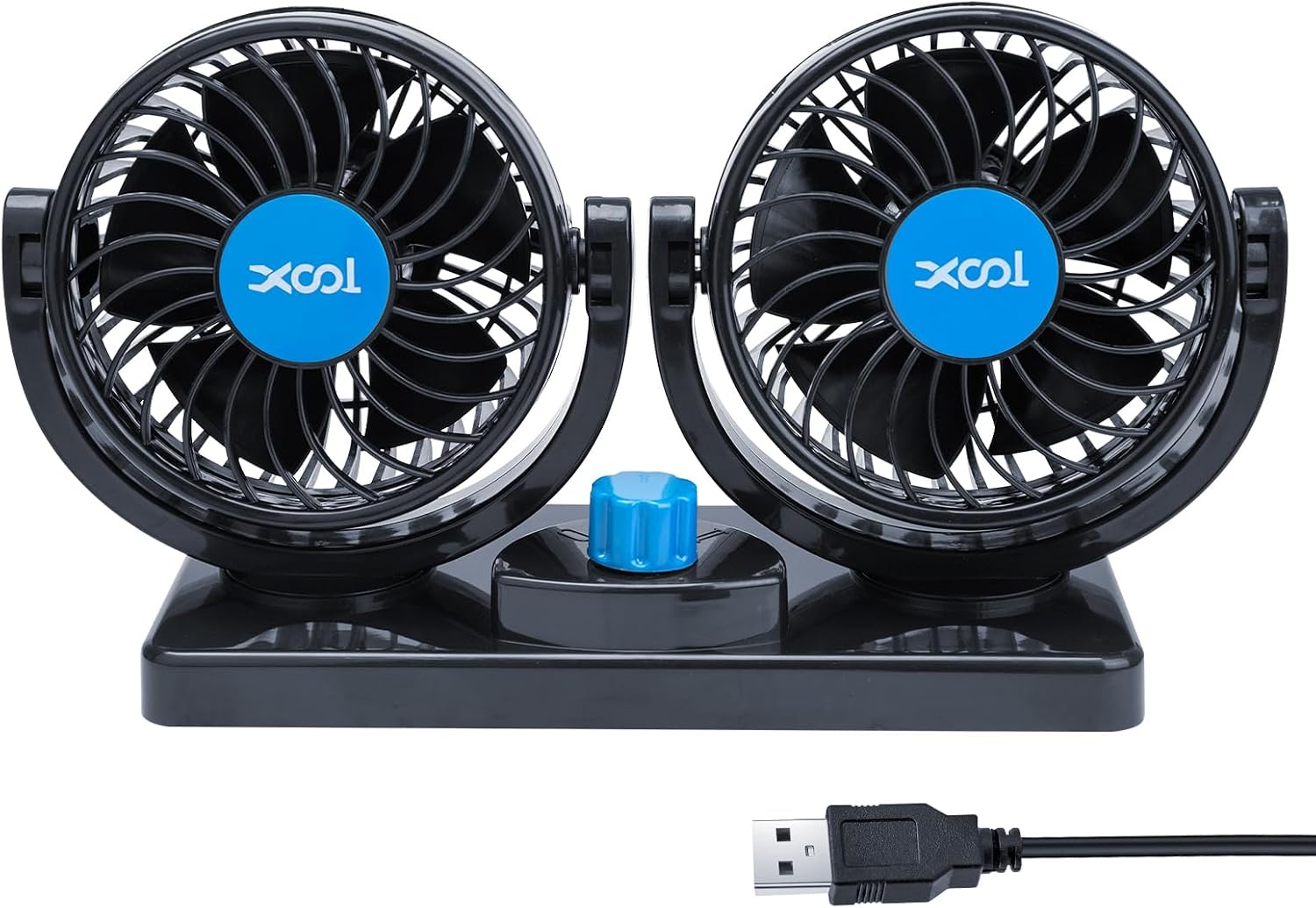 XOOL Clip Car Fan, Adjustable Dual Head 4 Inches 12V Fan for Front/Rear Seat Passenger, 360° Rotatable Electric Car Cooling Fans with Stepless Speed Regulation for SUV, RV, Vehicles mysite