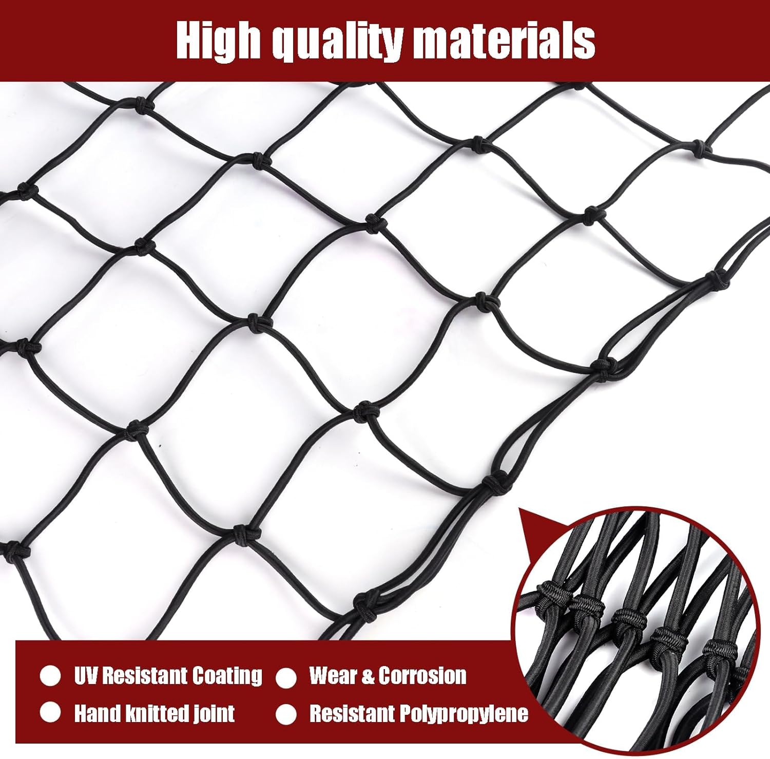 Heavy Duty Cargo Net for Pickup Truck Bed - 4' x 6' Stretches to 10' x 15' | Small 4"x4" Latex Bungee Net Mesh with 24 Clips - Compatible with Ford, Chevy, Dodge Ram, Toyota mysite