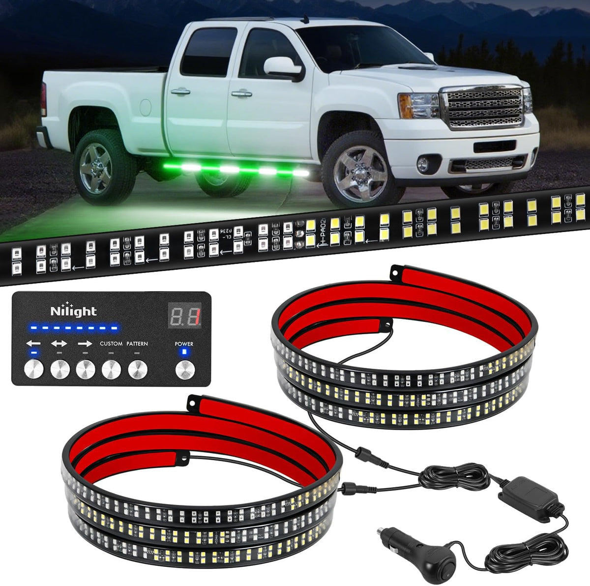 Nilight 8PCS Truck Pickup Bed Light Kit 24LED White | Rock for Van Off-Road Under Car Side Marker Foot Wells Rail Lights with Switch mysite