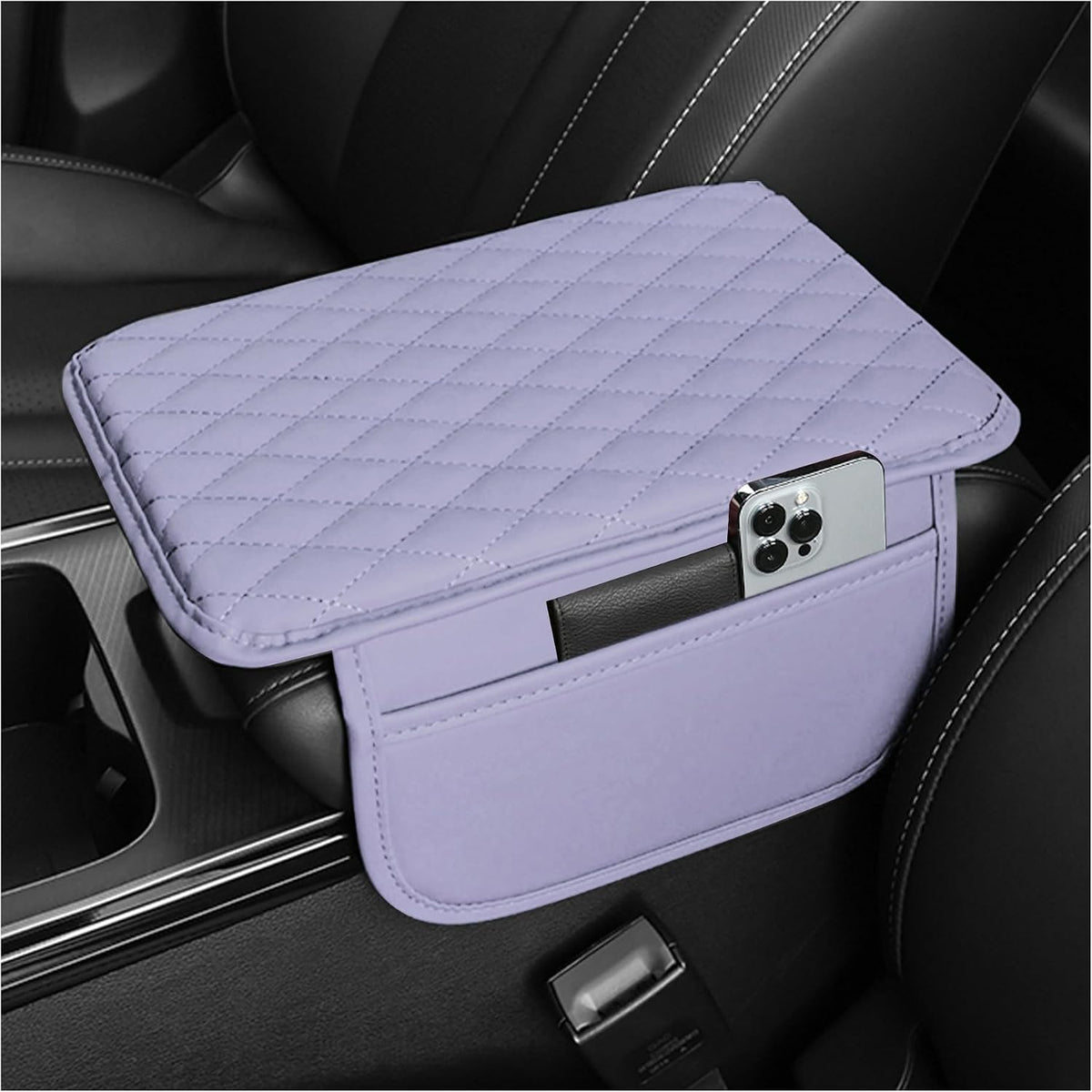 Stacool Upgraded Car Center Console Cover,Microfiber Leather Car Armrest Cover Cushion with 2 Storage Bags,Universal Car Armrest Storage Box (Black) mysite