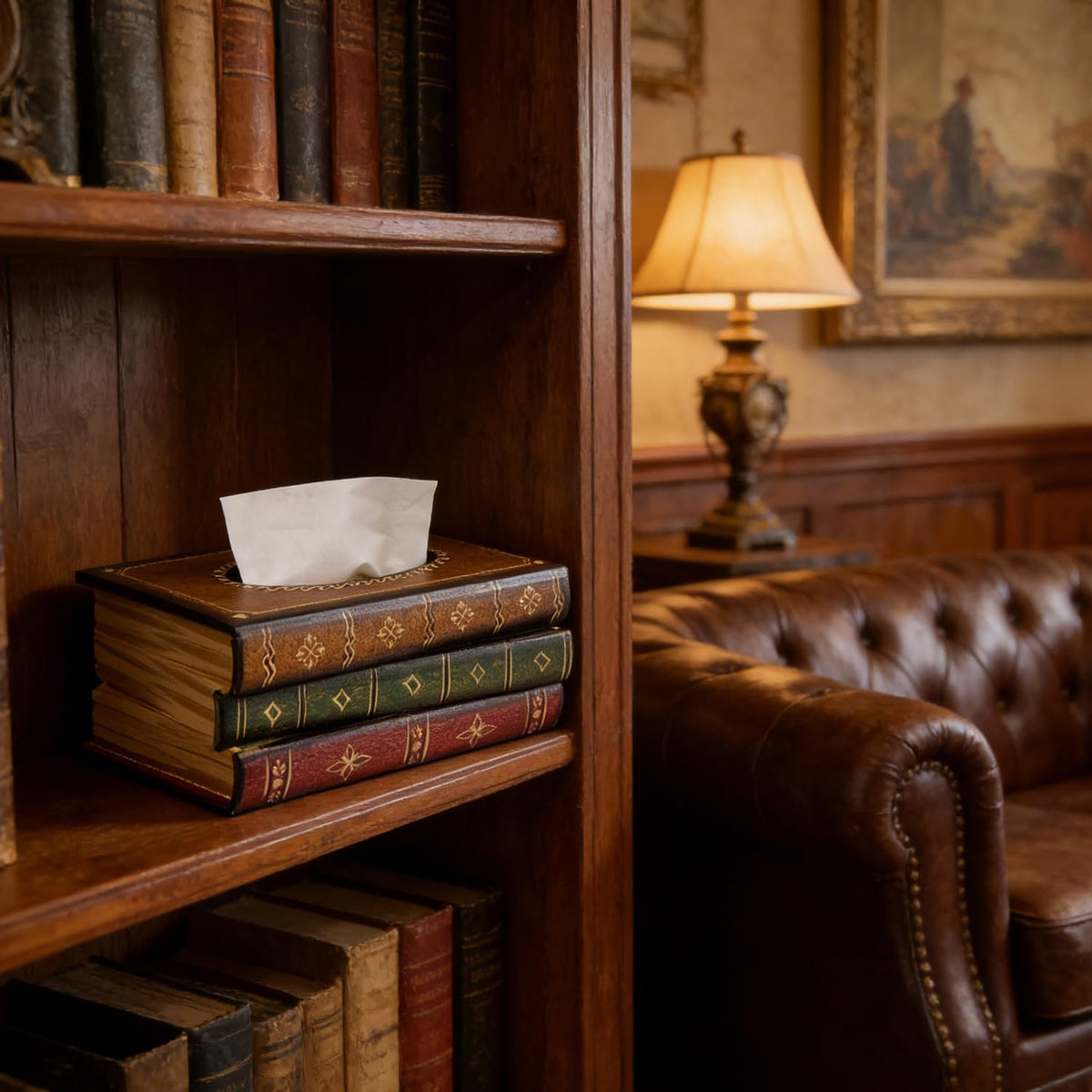 Retro Wooden Antique Book Tissue Box Cover Rectangular Home Library Decor mysite
