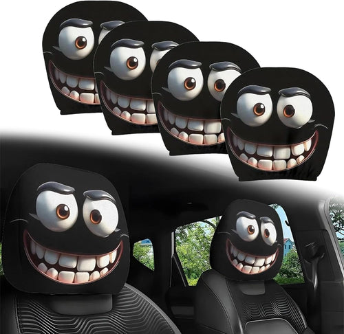 2PCS Funny Cartoon Car Headrest Covers, Cute Funny Cartoon Eyes Car Seat Head Rest Protector for Auto Front Seat Rest Decoration (A-1 Pair) mysite
