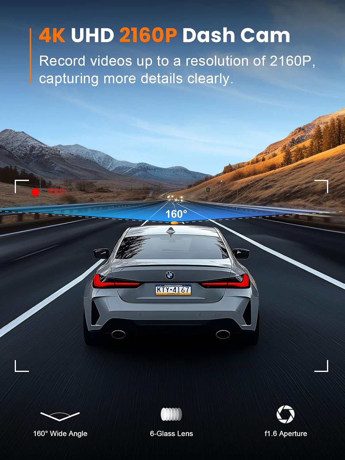 4K Dash Cam Front, 5GHz WiFi, 32GB Card Included, Mini Dashcam mysite