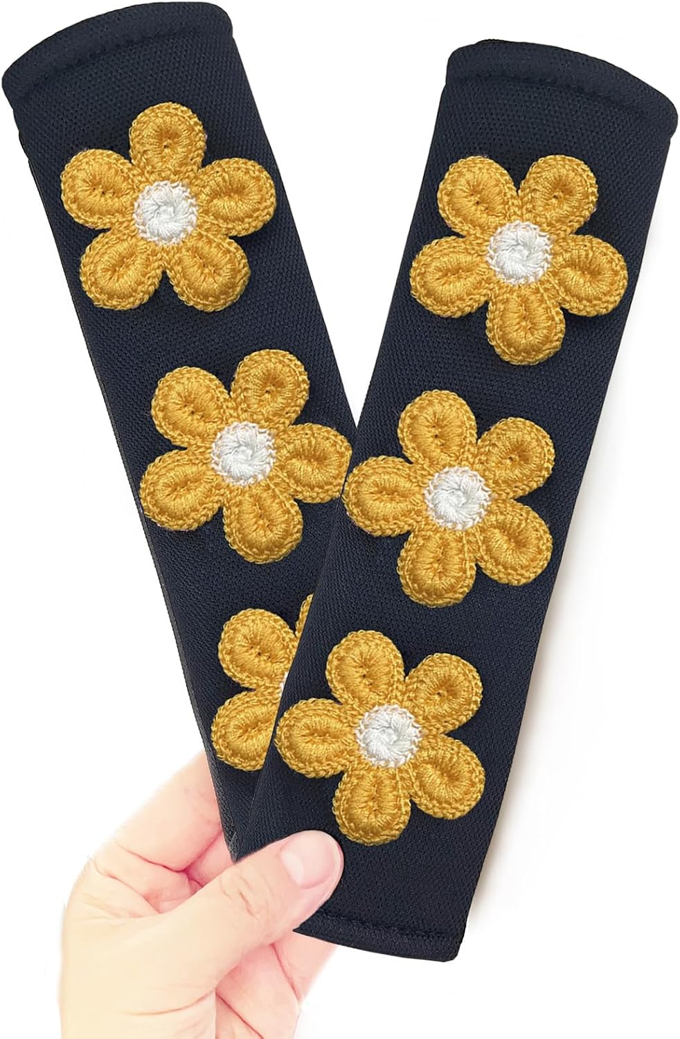 Cute Flower Car Seat Belt Shoulder Pad Cushions (2 in a Pack), Car Accessories Seat Belt Shoulder Strap Protector Universal Cover (White Pink) mysite