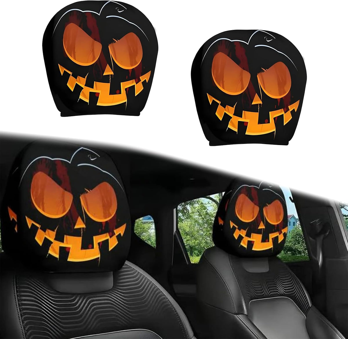 2PCS Funny Cartoon Car Headrest Covers, Cute Funny Cartoon Eyes Car Seat Head Rest Protector for Auto Front Seat Rest Decoration (A-1 Pair) mysite