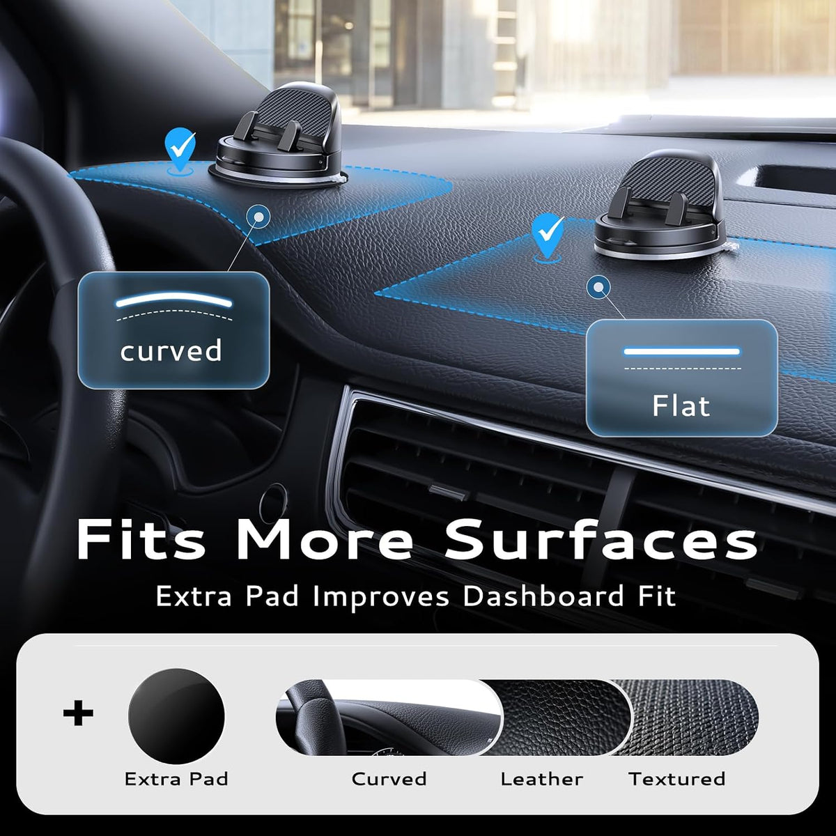ACMEZING Ultra-Compact Car Phone Holder [Thick Case Friendly | 78LB Suction] 360° Rotate & 30° Tilt Car Phone Mount, Uneven Dashboard Ready, Phone Holders for Your Car for All Smartphones mysite