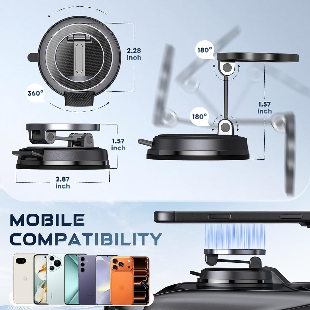 Magnet Phone Holder for Car & Desk, Strong Magnetic Phone Mount with Secure Lock, Universal 360° Rotatable Phone Stand for Dashboard, Glass, Table, Compatible with All Cell mysite