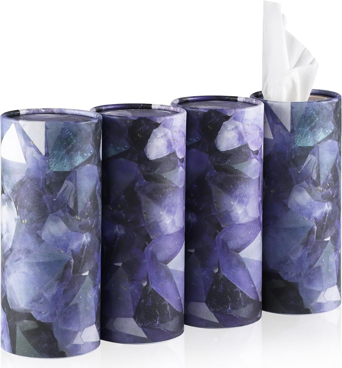 Car Tissue Holder, 4 Pack Car Cup Holder Facial Tissues with Travel Tissue Bag, Quick and Convenient Flower Combination Car Tissue Box(4 Canisters/200 Tissues) Black - Red mysite