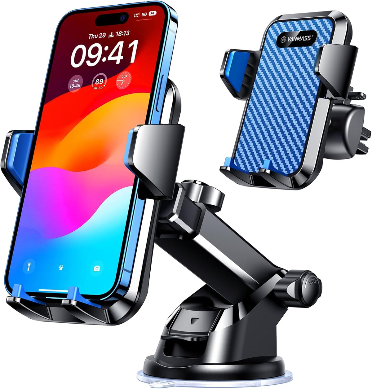 VANMASS【85+LBS Strongest Suction & Military-Grade Ultimate Car Phone Mount【Patent Safety Certs】 Cell Phone Holder for Dash Windshield Vent for iPhone 18 17 Pro Max Automobile Interior Sets, Ink Black mysite