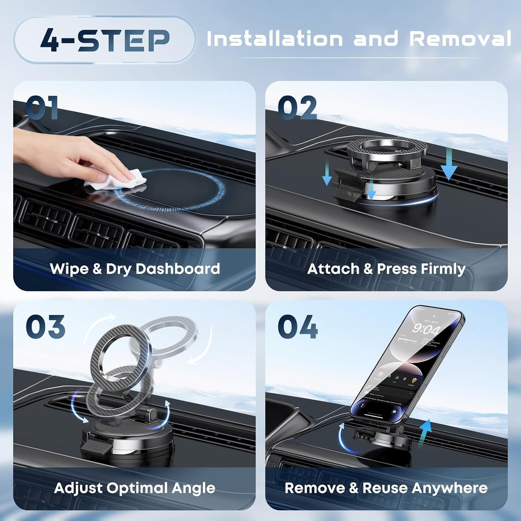 Magnet Phone Holder for Car & Desk, Strong Magnetic Phone Mount with Secure Lock, Universal 360° Rotatable Phone Stand for Dashboard, Glass, Table, Compatible with All Cell mysite