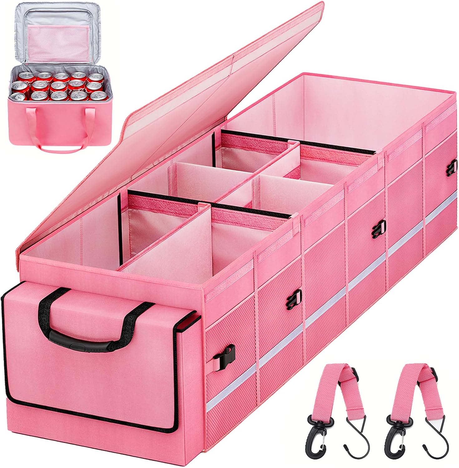 Car Trunk Organizer and Storage with Lid & Removable Leakproof Cooler Bag, Car Accessories 6 Removable Dividers for Custom Space, Collapsible Large Trunk Organizers Interior for SUV Sendan with Cover | Collapsible Trunk Organizers with Lid & Removable Coo mysite