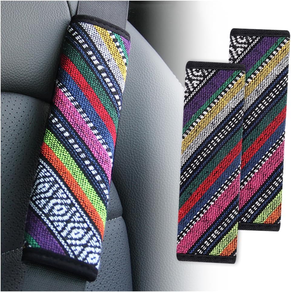 IHOTDER 2PCS Seat Belt Cover Pad,Boho Seatbelt Cushion for Car Decorations & Shoulder Protection,All Season Universal Car Accessories Interior Seatbelt Covers for Kids Adults (Seatbelt Cover-B) mysite