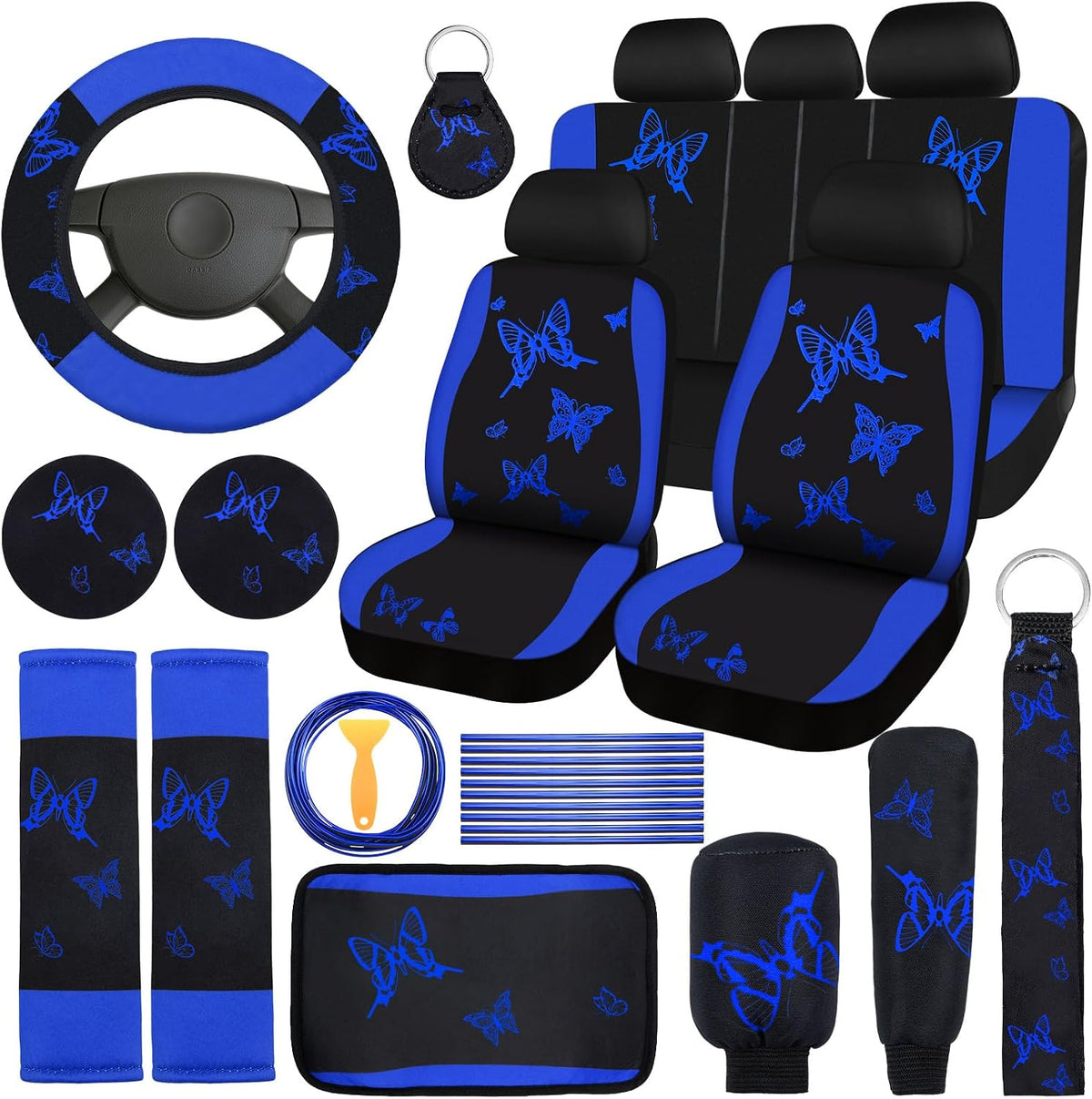 BBTO 43 Pcs Car Seat Cover Set for Women SUV,Butterfly,Cream-Colored mysite