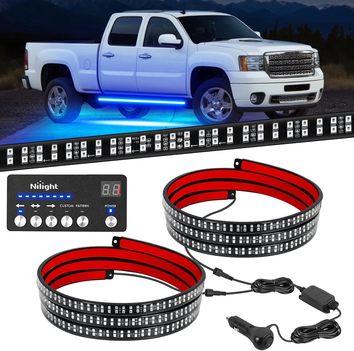 Nilight 8PCS Truck Pickup Bed Light Kit 24LED White | Rock for Van Off-Road Under Car Side Marker Foot Wells Rail Lights with Switch mysite