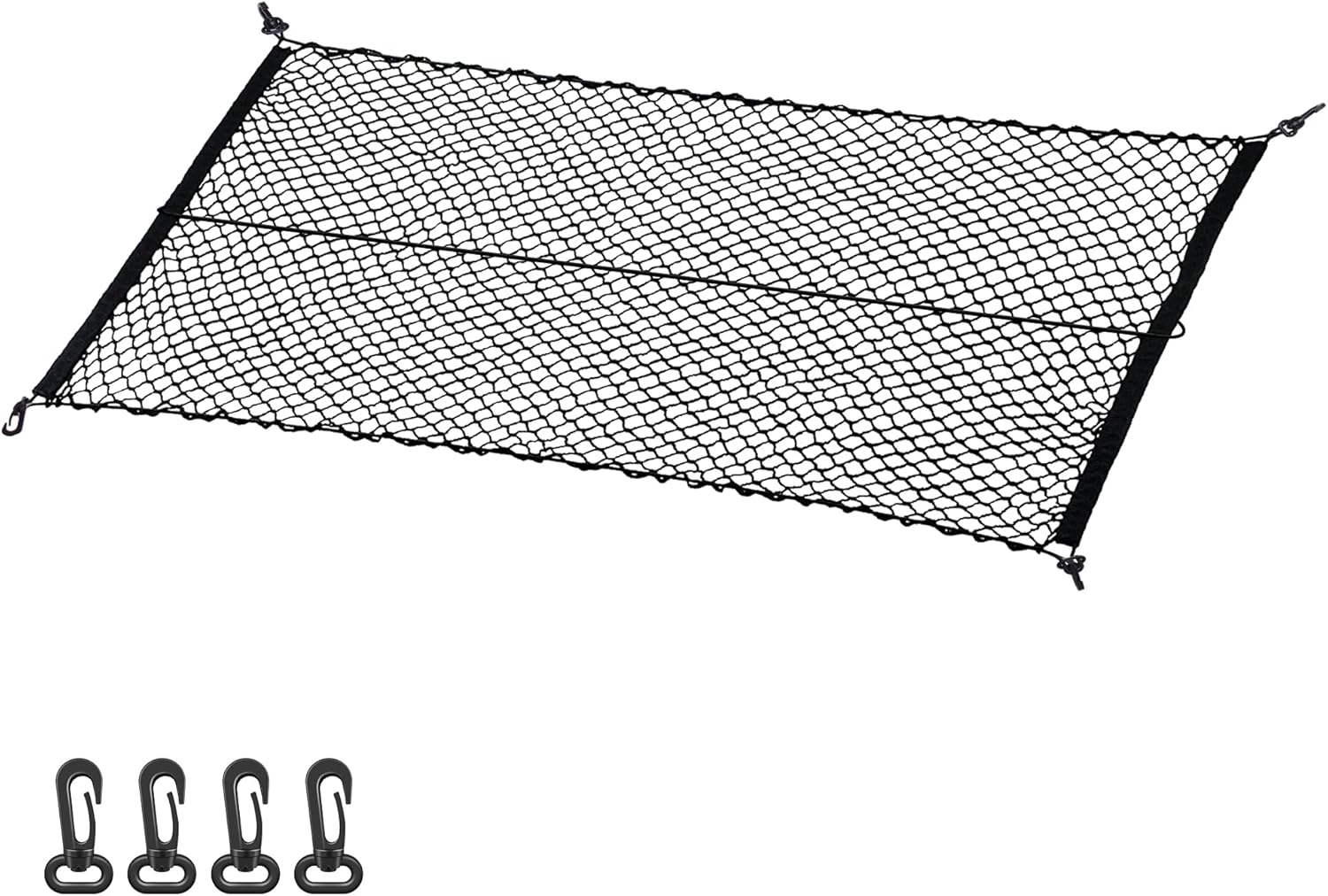 MICTUNING Truck Bed Cargo Net, 49"x15.2" Stretch to 60" Elastic Pickup Cargo Net with 4 Metal Carabiners, Compatible with 2013-2022 Chevy Silverado & 2015-2024 Ford F150 F250 Truck mysite