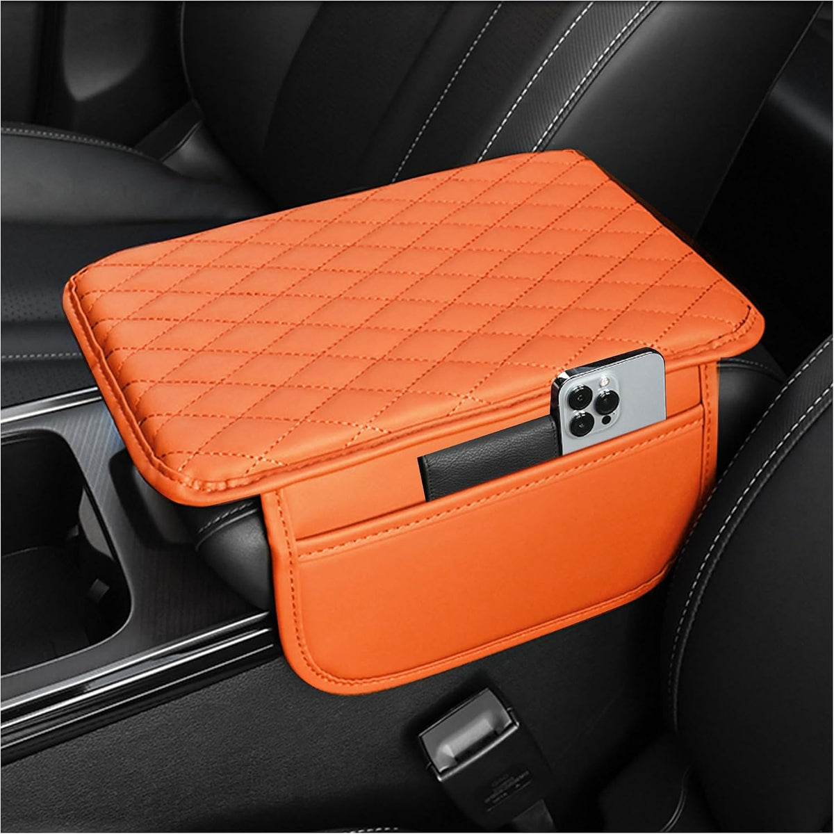 Stacool Upgraded Car Center Console Cover,Microfiber Leather Car Armrest Cover Cushion with 2 Storage Bags,Universal Car Armrest Storage Box (Black) mysite
