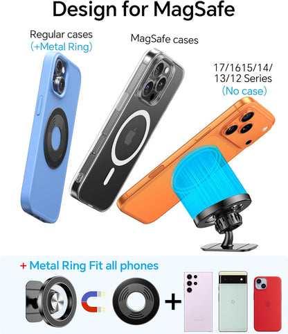 Magnetic Phone Holder for Car with Magsafe Compatibility for iPhone 17 16 15 14 Strong Magnetic Hold 360° Rotation Safe Driving View Car Accessories
