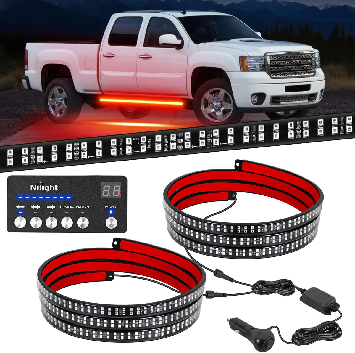 Nilight 8PCS Truck Pickup Bed Light Kit 24LED White | Rock for Van Off-Road Under Car Side Marker Foot Wells Rail Lights with Switch mysite