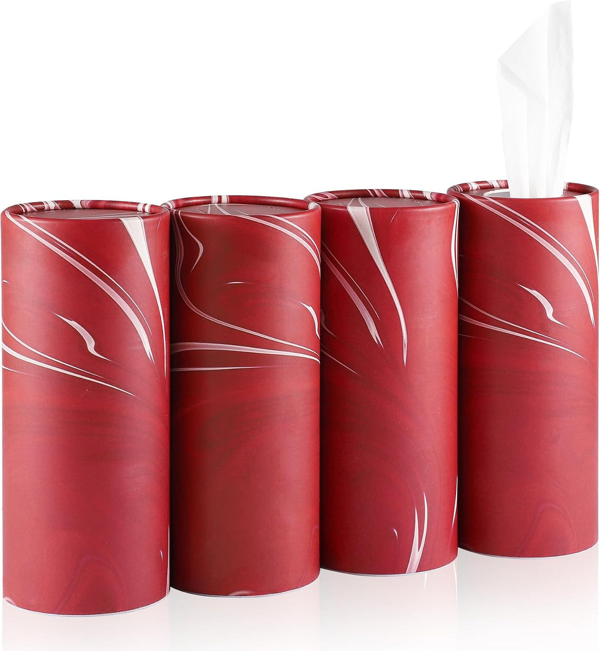 Car Tissue Holder, 4 Pack Car Cup Holder Facial Tissues with Travel Tissue Bag, Quick and Convenient Flower Combination Car Tissue Box(4 Canisters/200 Tissues) Black - Red mysite