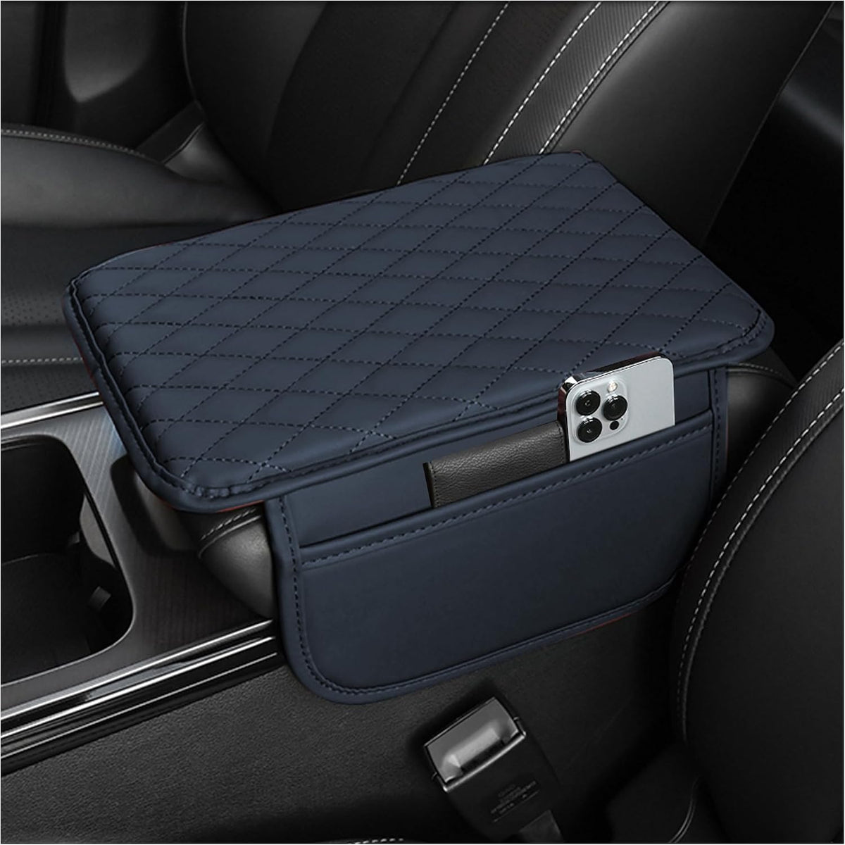 Stacool Upgraded Car Center Console Cover,Microfiber Leather Car Armrest Cover Cushion with 2 Storage Bags,Universal Car Armrest Storage Box (Black) mysite