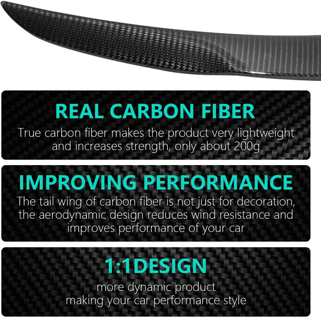 for Tesla Model3 Highland 2023-2025 Real 100% Carbon Fiber Rear Spoiler Performance Type Spoiler Rear Wing Tesla Model 3 Accessories 2023-2025(Gloss Carbon Fiber) mysite