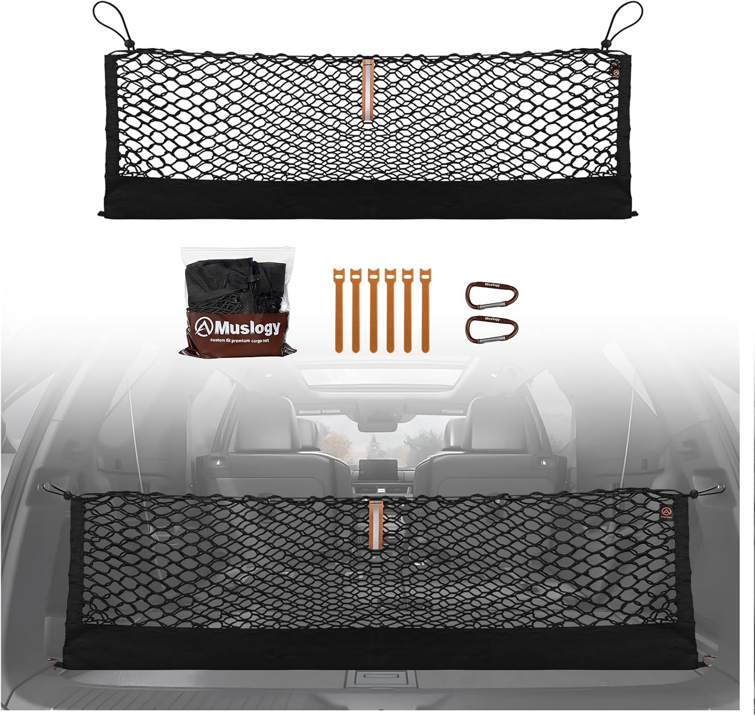 Truck Bed Cargo Net Trunk Netting Compatible with 2013-2026 Chevy Silverado & GMC Sierra 1500/2500HD/3500HD Accessories, Pickup Cargo Organizer SUV Sedan Storage Net w/Heavy Duty Carabiners mysite