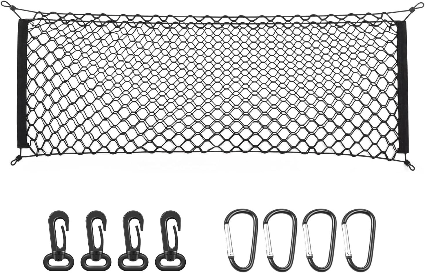 MICTUNING Truck Bed Cargo Net, 49"x15.2" Stretch to 60" Elastic Pickup Cargo Net with 4 Metal Carabiners, Compatible with 2013-2022 Chevy Silverado & 2015-2024 Ford F150 F250 Truck mysite