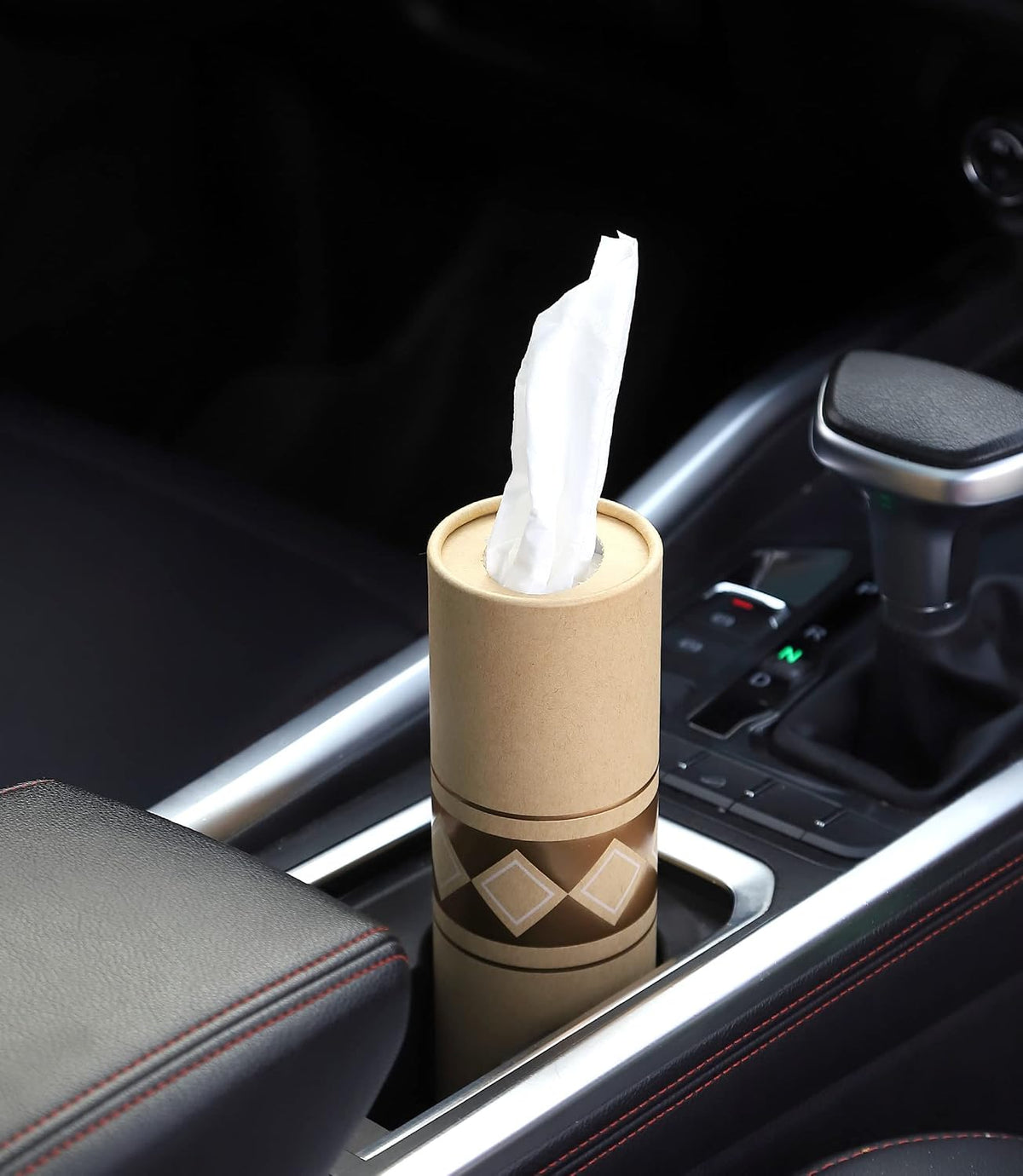 Car Tissue Holder with 3-ply Facial Tissues Bulk - 4 PK - Gold Foil Tissues Cylinder for Car Cup Holder, Travel Tissues, Refill Tissue Box Round Container Kraft mysite