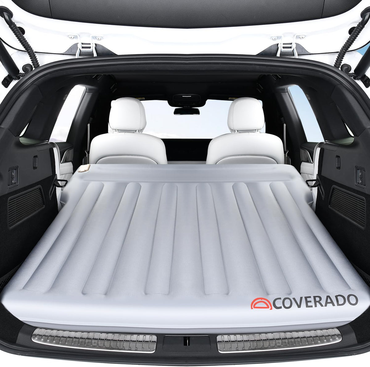 Coverado Tesla Model Y Air Mattress, One Click Self Inflating Tesla Y Sleeping Pad, Wireless Pump & Light Function, 4.5" Thick Comfort Flocking Model Y Air Bed, Tesla Model Y Mattress Fit 2020-2026 mysite