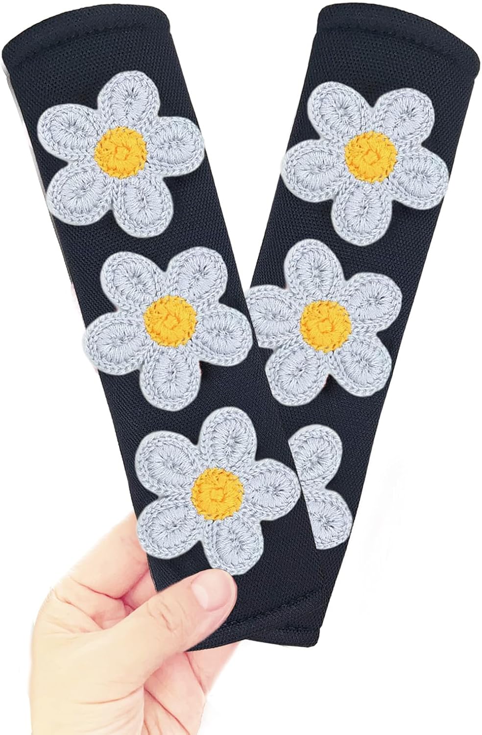 Cute Flower Car Seat Belt Shoulder Pad Cushions (2 in a Pack), Car Accessories Seat Belt Shoulder Strap Protector Universal Cover (White Pink) mysite