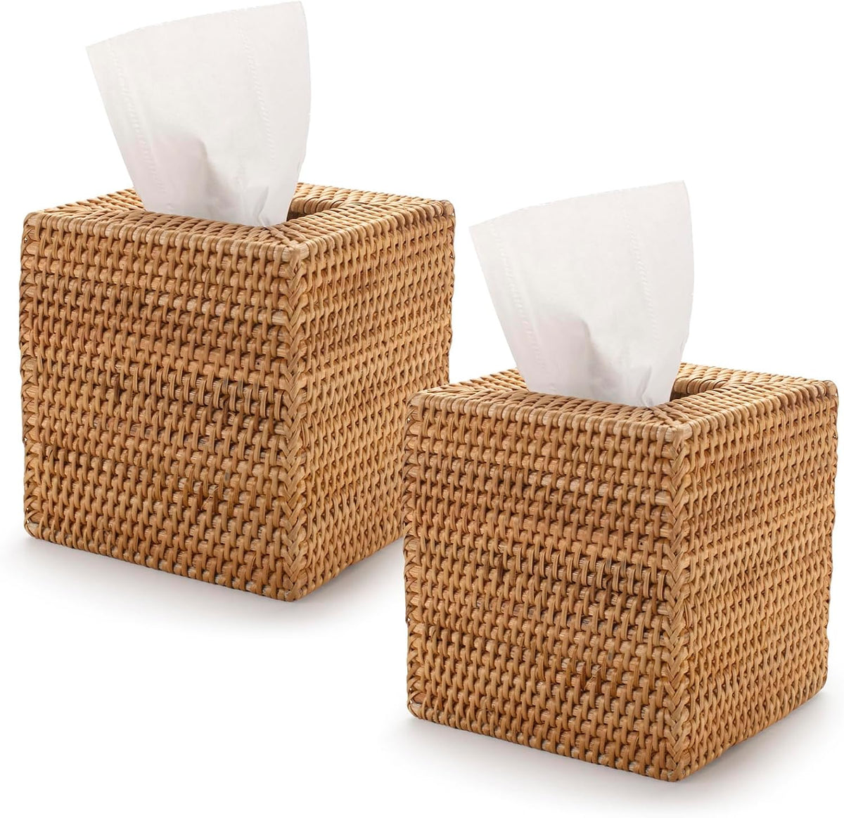 Rattan Tissue Box Cover Square, Hand Woven Wicker Tissue Holder, 5.5 x 5.5 X 5.7 inch, Natural mysite