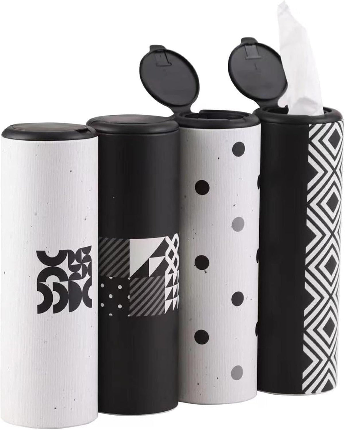 Car Tissue Holder with Facial Tissues Bulk - 4 PK Car Tissues Cylinder with Cap, Tissue Holder for Car, Travel Tissues for Car Cup Holder, Refill Car Tissue Box Round Container mysite