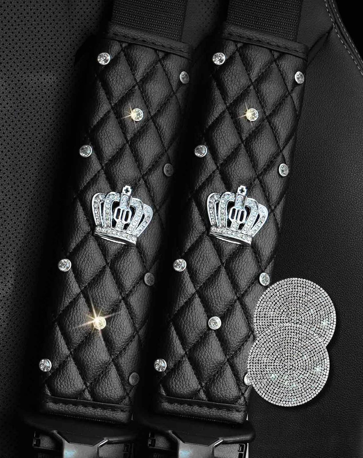 2PCS Bling Car Seatbelt Strap Covers for Women Girls - Crystal Rhinestone Velvet Shoulder Pad Protector - Diamond Shine Safety Shoulder Pad, Car Decor Interior Accessories mysite